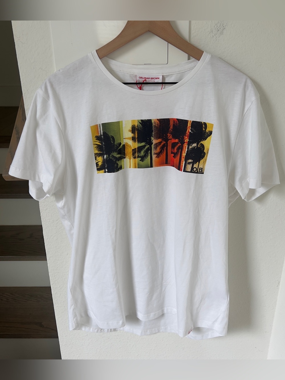 Orlebar Brown OB-T Photographic Mens T-Shirt in Holding Sway White NWT